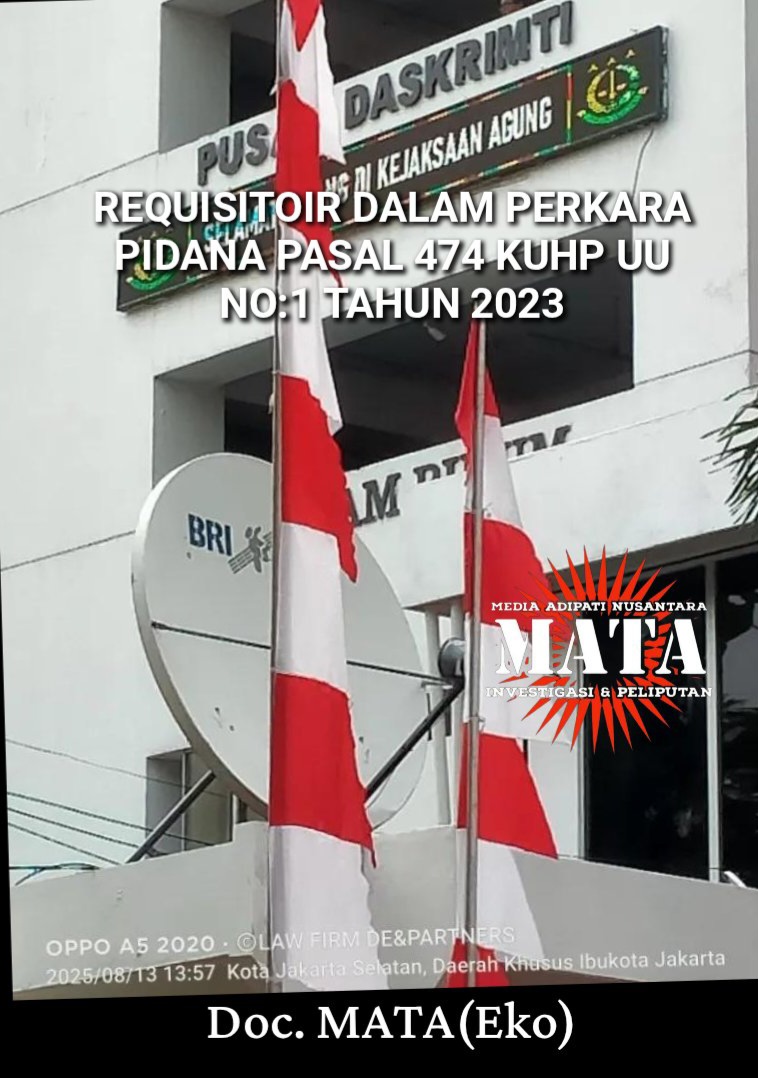 REQUISITOIR DALAM PERKARA PIDANA PASAL 474 KUHP UU NO:1 TAHUN 2023