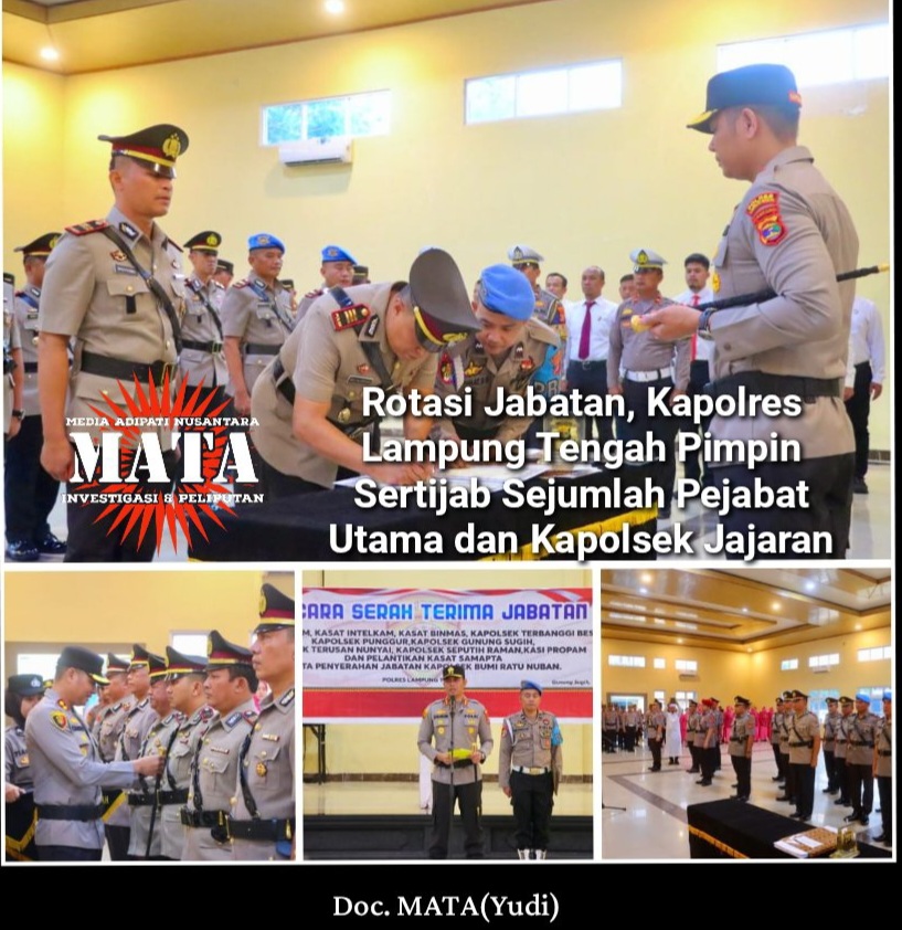 Rotasi Jabatan, Kapolres Lampung Tengah Pimpin Sertijab Sejumlah Pejabat Utama dan Kapolsek Jajaran