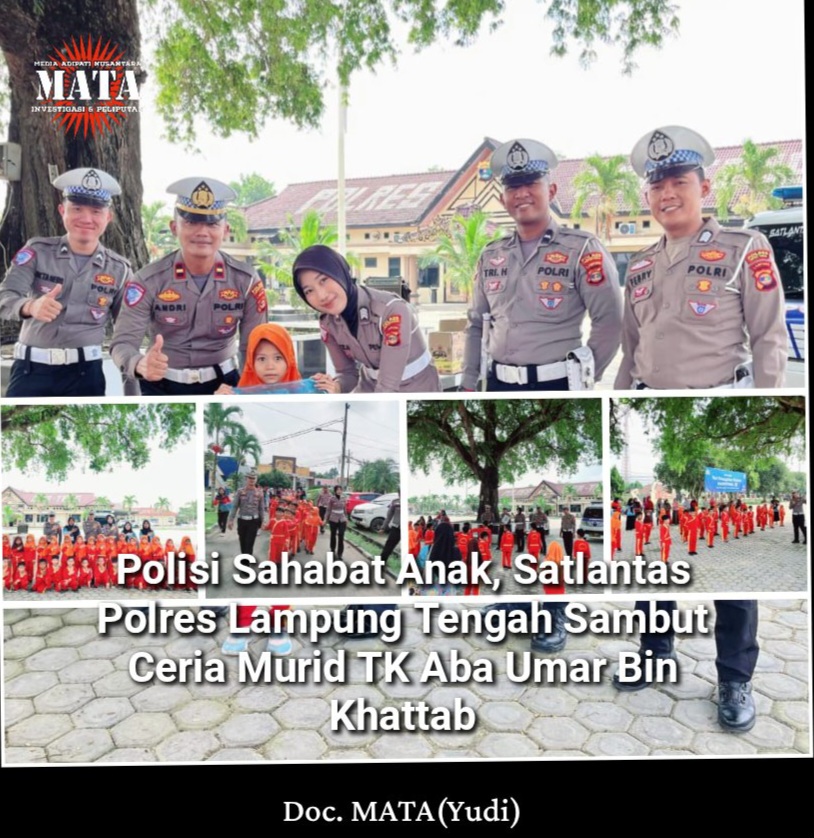 Polisi Sahabat Anak, Satlantas Polres Lampung Tengah Sambut Ceria Murid TK Aba Umar Bin Khattab