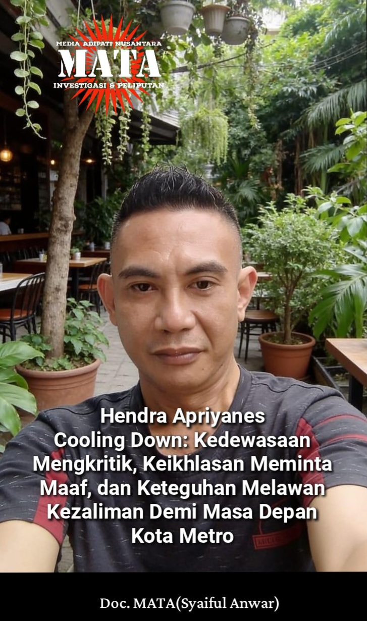 Hendra Apriyanes Cooling Down: Kedewasaan Mengkritik, Keikhlasan Meminta Maaf, dan Keteguhan Melawan Kezaliman Demi Masa Depan Kota Metro