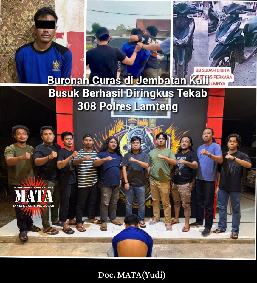 Buronan Curas di Jembatan Kali Busuk Berhasil Diringkus Tekab 308 Polres Lamteng