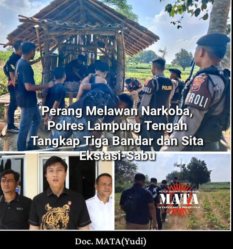 Perang Melawan Narkoba, Polres Lampung Tengah Tangkap Tiga Bandar dan Sita Ekstasi-Sabu