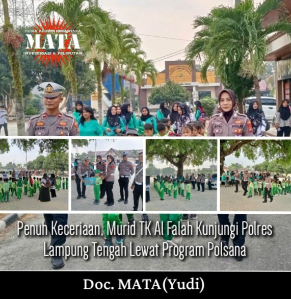 Penuh Keceriaan, Murid TK Al Falah Kunjungi Polres Lampung Tengah Lewat Program Polsana
