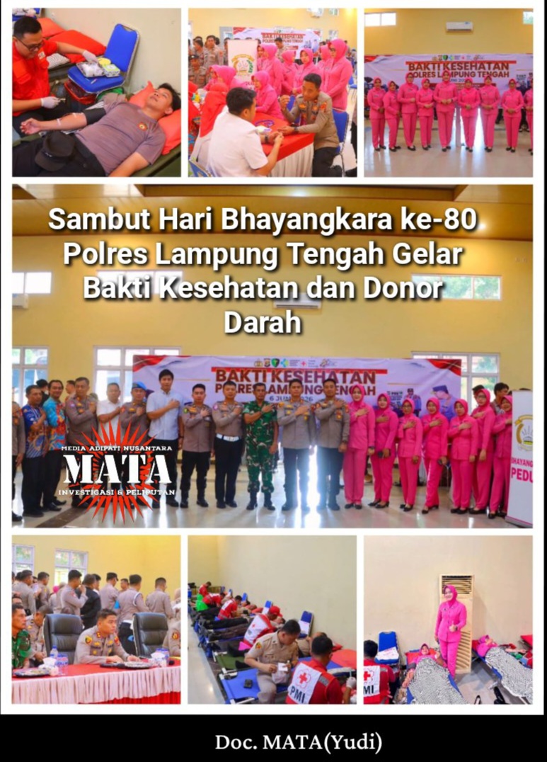 Sambut Hari Bhayangkara ke-80 Polres Lampung Tengah Gelar Bakti Kesehatan dan Donor Darah