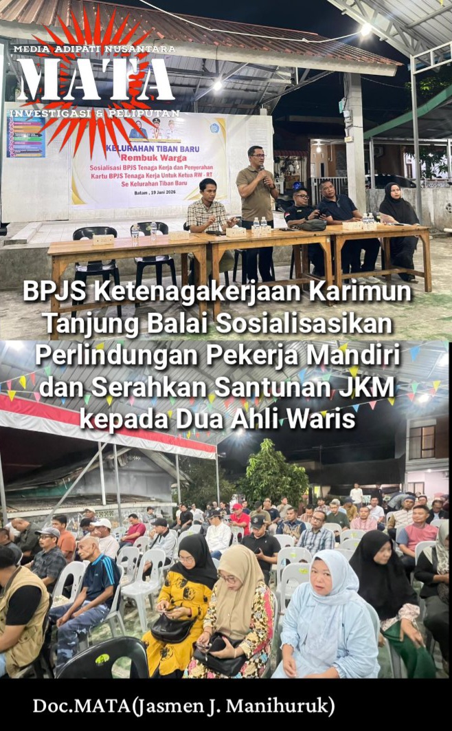 BPJS Ketenagakerjaan Karimun Tanjung Balai Sosialisasikan Perlindungan Pekerja Mandiri dan Serahkan Santunan JKM kepada Dua Ahli Waris