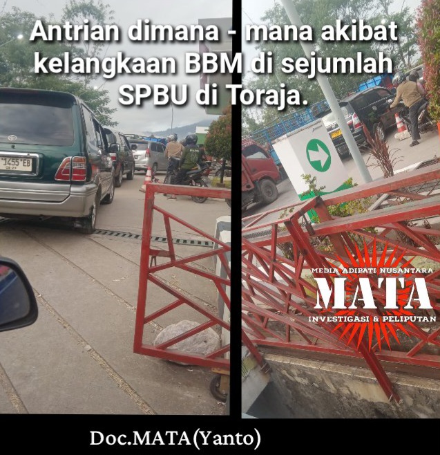 Antrian dimana – mana akibat kelangkaan BBM di sejumlah SPBU di Toraja.